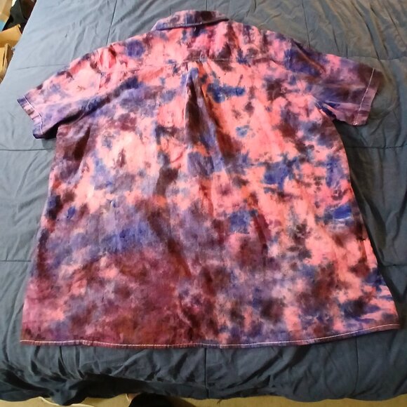 The Purple Nightmare Shirt - Tie Dyed 100% cotton camp shirt - Picture 2 of 4